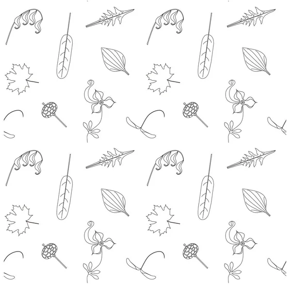 Inconsútil Patrón Elementos Florales Monocromáticos Ilustración Vector Stock Blanco Para — Archivo Imágenes Vectoriales