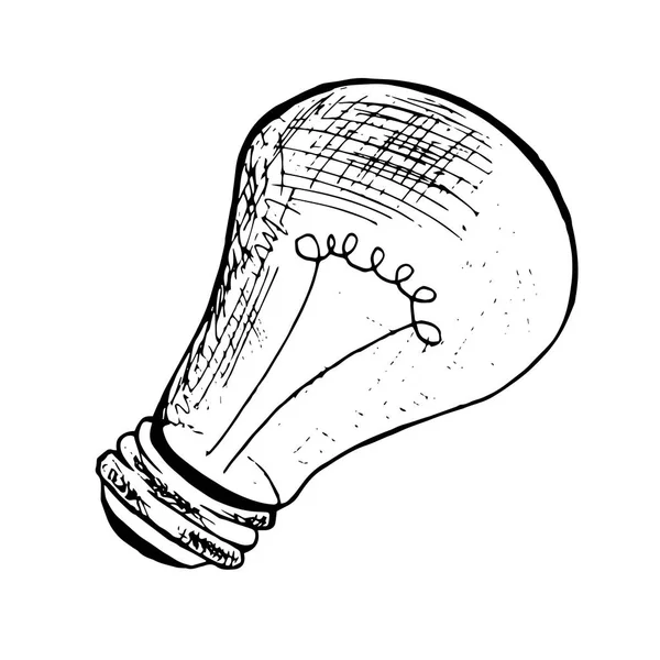 Light Bulb Sketch Ink Sketch Bulb Icon Stock Vector Illustration — Stock Vector