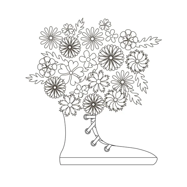 Stress Blumenstrauß Den Snickers Blühende Monochrome Vektorillustration Für Web Für — Stockvektor