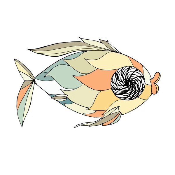 Рыба Карикатуры Ручной Работы Красочные Векторные Иллюстрации Запаса Паутины Печати — стоковый вектор