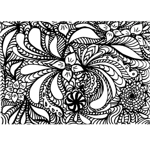 Webのための落書き開花モノクロ装飾ストックベクトルイラスト 印刷のための 着色本のための — ストックベクタ