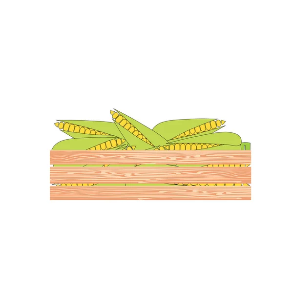 Kukorica Fadobozban Vegetáriánus Ételművészet Design Elem Készlet Vektor Illusztráció Web — Stock Vector
