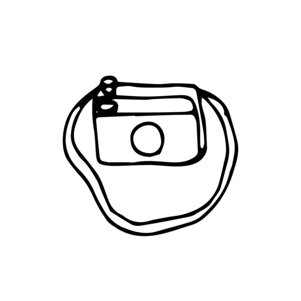 Ручной Эскиз Изображения Камеры Монохромная Фотокамера Дизайн Элемента Запас Векторной — стоковый вектор