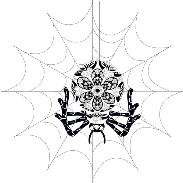 Spider Webben Monokrom Konst Design Stock Vektor Illustration För Webben — Stock vektor