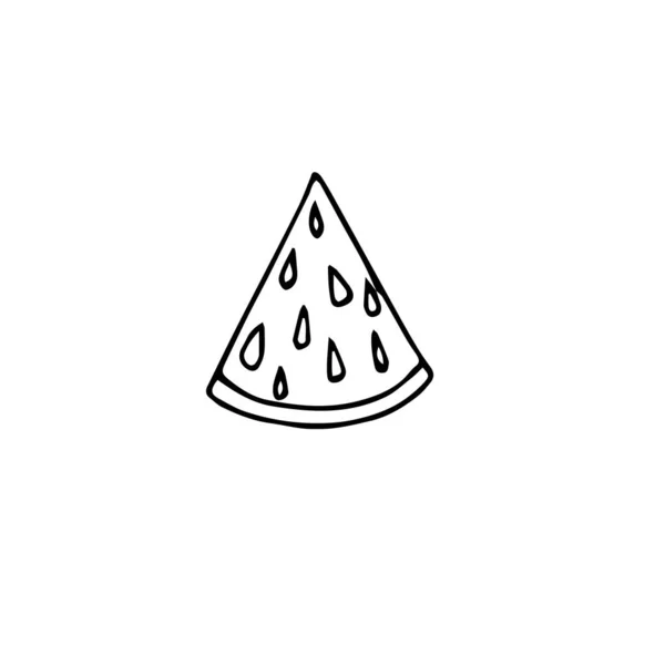 Wassermelone Stück Handgezeichnete Skizze Symbol Monochrom Sommer Design Element Stock — Stockvektor