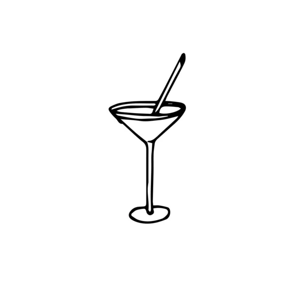 Γυαλί Ψάθινο Χέρι Ζωγραφισμένο Σκίτσο Monochrome Drinc Στοιχείο Σχεδιασμού Διανυσματική — Διανυσματικό Αρχείο