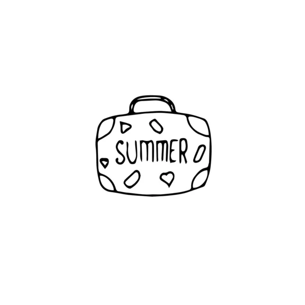 Bag Icon Summer Lettering Monochrome Art Design Elements Stock Vector — 스톡 벡터