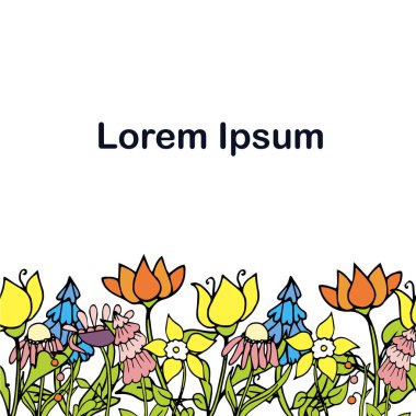 Çiçekli arkaplan, Lorem Ipsum el yazısı arka plan mürekkebi grafik tasarımı elementleri stok vektör çizimi, ağ, baskı, tekstil, sindirme için