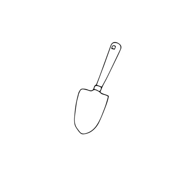 Shovel Garden Gardening Icon Ink Hand Drawn Monochrome Art Design — Stock Vector