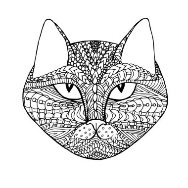 Kedi karalaması. El çizimi sanatsal mürekkep monokrom sanat tasarımı element stok vektör çizimi web için, baskı için, boyama kitabı için