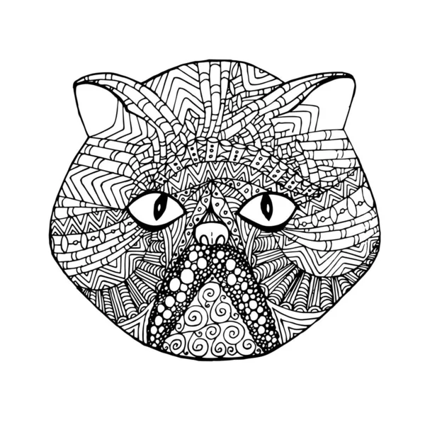 Rabisco Gato Persa Tinta Gráfica Arte Desenhada Mão Elemento Design — Vetor de Stock