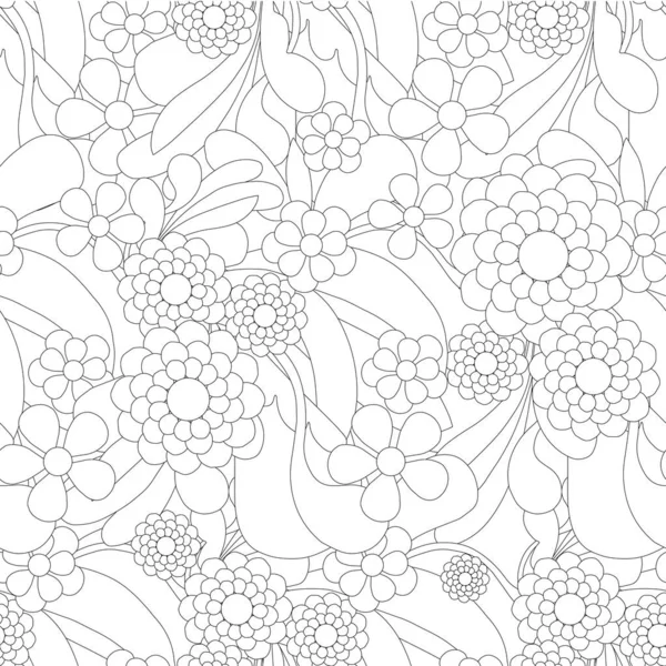 Floral Seamless Pattern Art Monochrome Design Element Stock Vector Illustration — 스톡 벡터