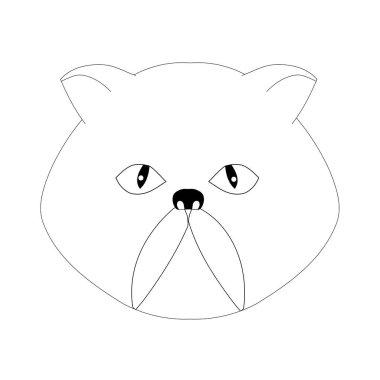 Kedi kafası karikatürleri tek renkli düz dizayn ikonu tasarımı web için stok vektör çizimi