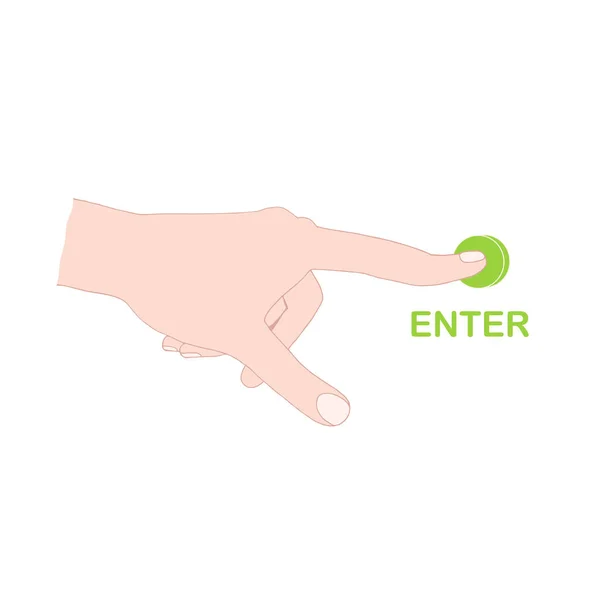 Нажмите Зеленую Кнопку Enter Векторная Иллюстрация Веб Печати — стоковый вектор