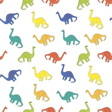 Dinozor kusursuz desen. Sürüngen mavisi, sarı, kırmızı, yeşil hayvan nesnesi ağ için izole edilmiş, baskı için, kumaş baskısı stok vektörü çizimi için