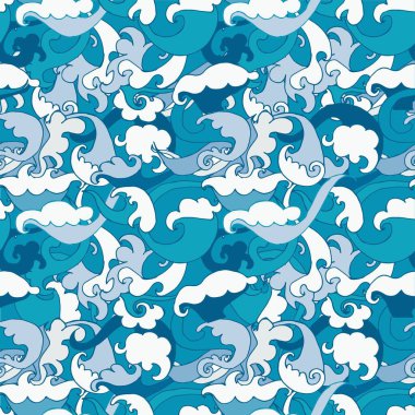 Dalgalı, kusursuz desen. Web için, yazdırmak için, resim tasarımı ögesi mavi arkaplan stok vektörü çizimi