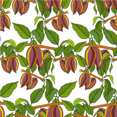 Kakao ağacı renksiz desen beyaz sanat tasarımı stok vektör ilüstrasyonu web için, baskı, ürün tasarımı, kapak için