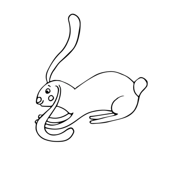 Заяц Нарисовал Набросок Чернилами Симпатичное Животное Интернета Печати Иконы — стоковый вектор