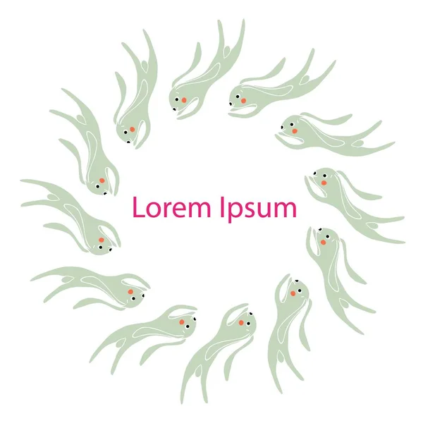 Κινούμενα Σχέδια Hare Κύκλο Φόντο Lorem Ipsum Λαγουδάκι Λευκό Για — Διανυσματικό Αρχείο
