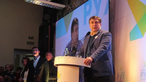 ZHYTOMYR, UCRANIA - 28 de febrero de 2016: Mikheil Saakashvili en el foro contra la corrupción — Vídeo de stock