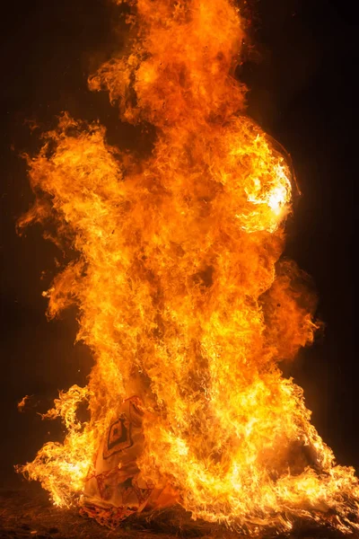 Bonfire in a white summer night — Stock Photo, Image