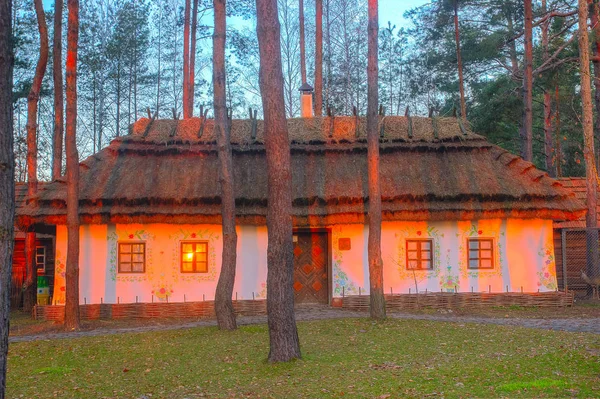 Ancienne cabane de boue ukrainienne traditionnelle dans la forêt — Photo