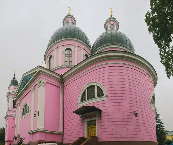 Silueta de rosa iglesia campanario — Foto de Stock