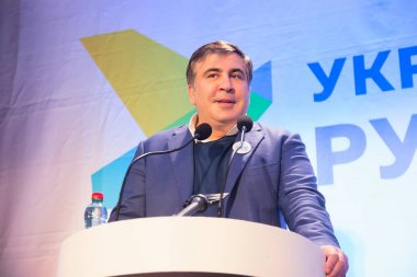 Jitomir, Ukrayna - 28 Şubat 2016: Mihail Saakaşvili yolsuzlukla Forum