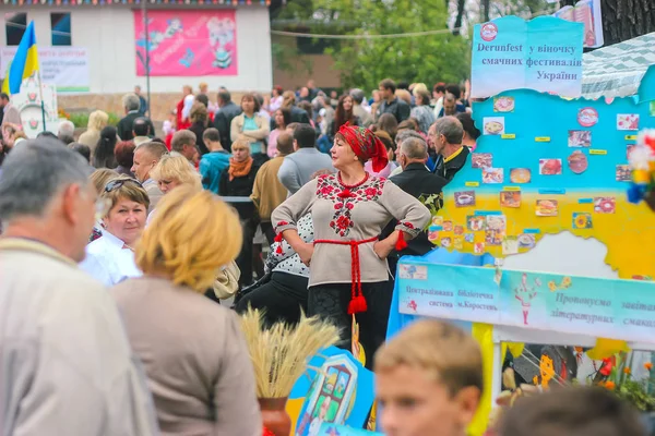 Žytomyr, Ukrajina - 19. srpna 2017: Ukrajinská fanoušci ukazují výkon — Stock fotografie