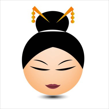 Kadın gülümsüyor. Japonya. Vektör çizim.