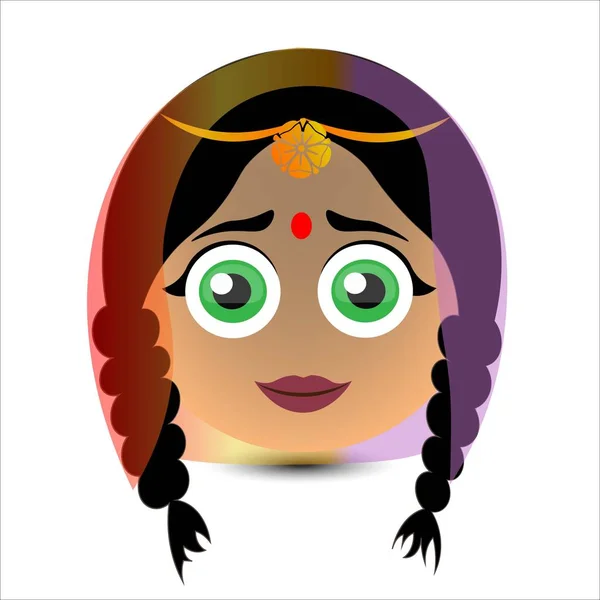 Sonrisas étnicas establecidas. Mujer india. Ilustración vectorial . — Vector de stock