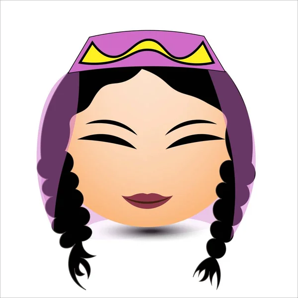 Une femme sourit. Femme kazakhe. Illustration vectorielle . — Image vectorielle