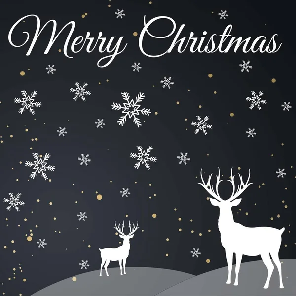 Fondo navideño con nieve y renos. ¡Feliz Navidad! Ilustración vectorial . — Vector de stock