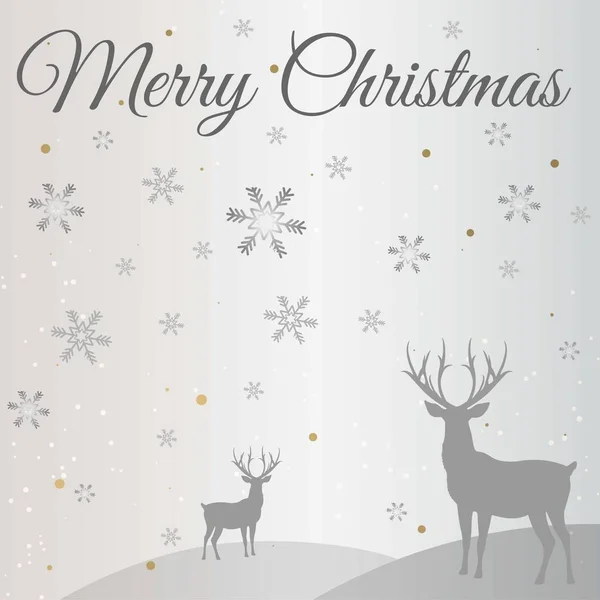 Fondo navideño con nieve y renos. ¡Feliz Navidad! Ilustración vectorial . — Vector de stock