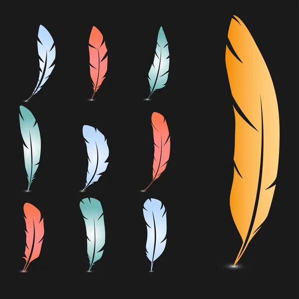 Ensemble de plumes. illustration vectorielle. — Image vectorielle
