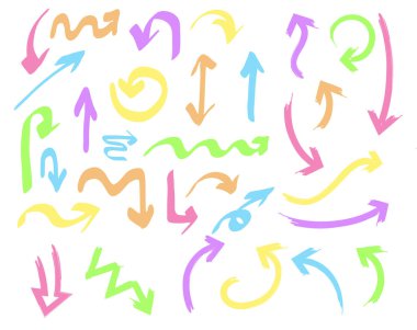 Renkli marker oklar. Vektör çizim.