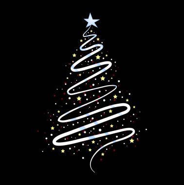 Noel ağacıyla Noel arkaplanı, vektör illüstrasyonu.