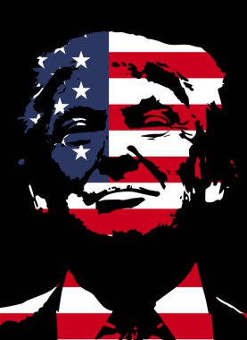 Donald Trump. Vektör çizim.