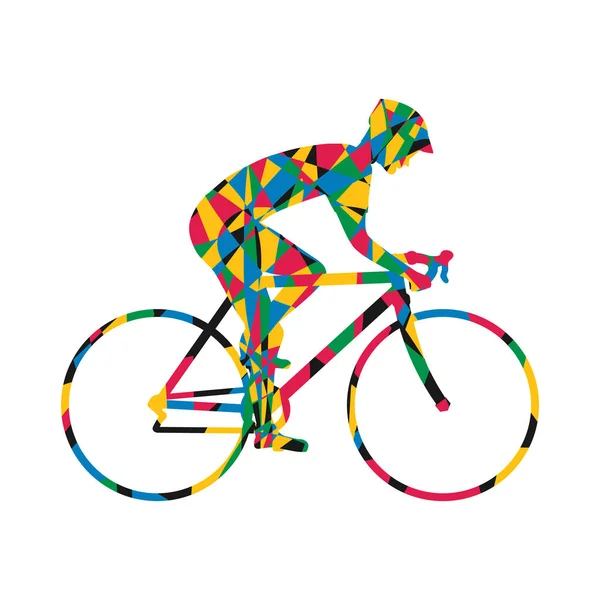 Silhouette cycliste icône colorée — Image vectorielle