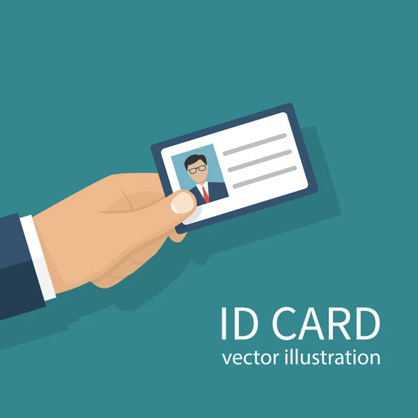 Tarjeta de identificación en mano — Vector de stock