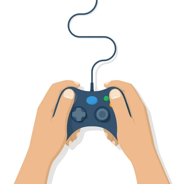 Gamer holding gamepad — Stock Vector