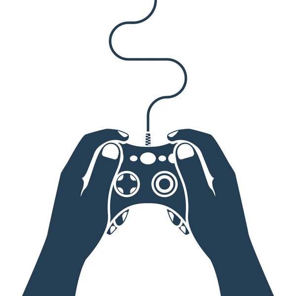 Gamer holding in hand gamepad — Stock Vector