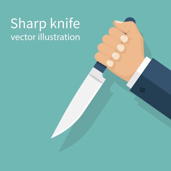 Man holding knife in hand — Stock Vector