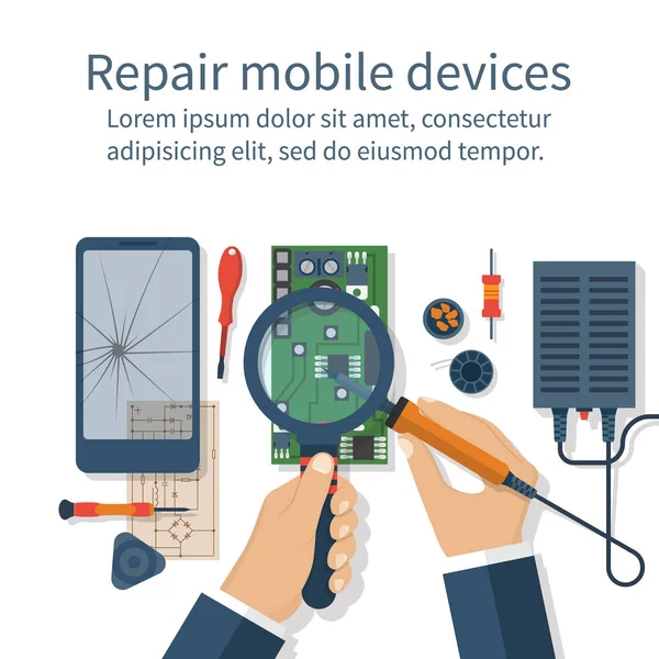 Réparer téléphone mobile . — Image vectorielle