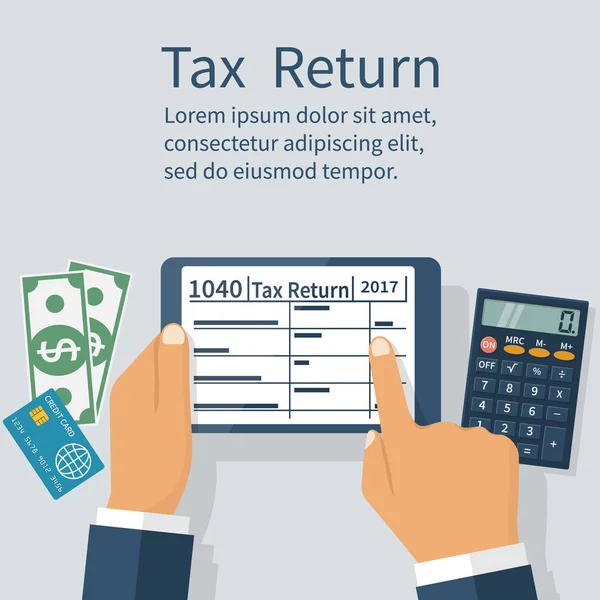 Tax return on tablet — Stock Vector