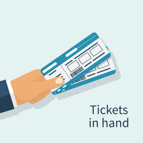 Man holds tickets in hand. — Stock Vector