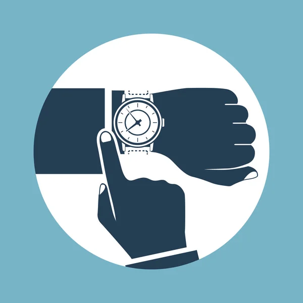 Reloj de pulsera en la mano — Vector de stock