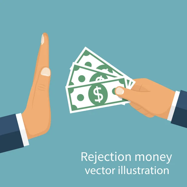 Rechazo dinero, concepto . — Vector de stock