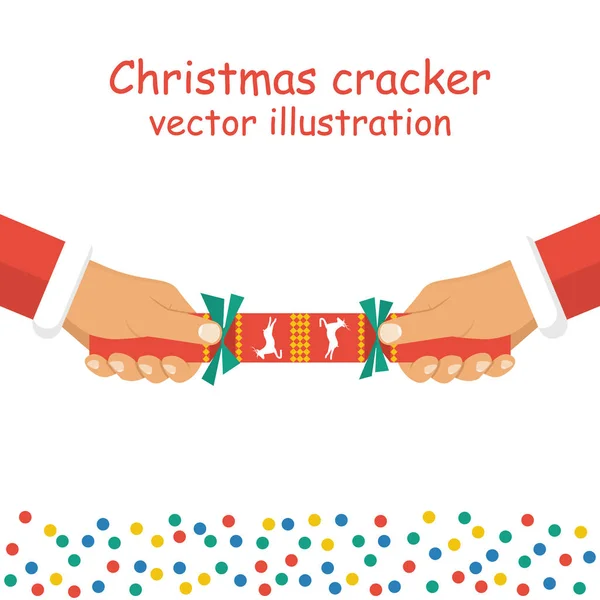 Cracker de Noël tenant à la main — Image vectorielle