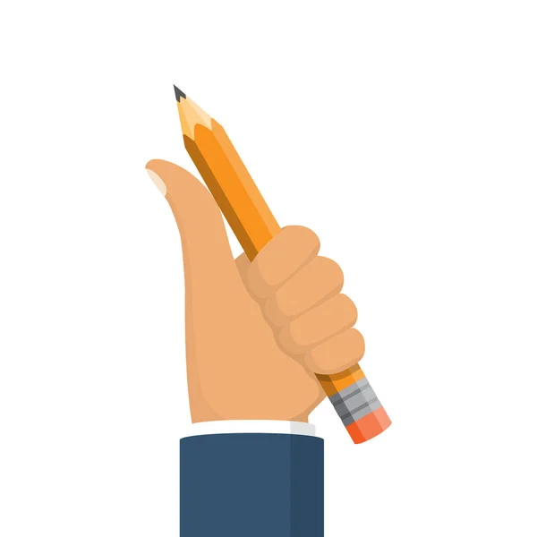 Sujetando lápiz en la mano — Vector de stock